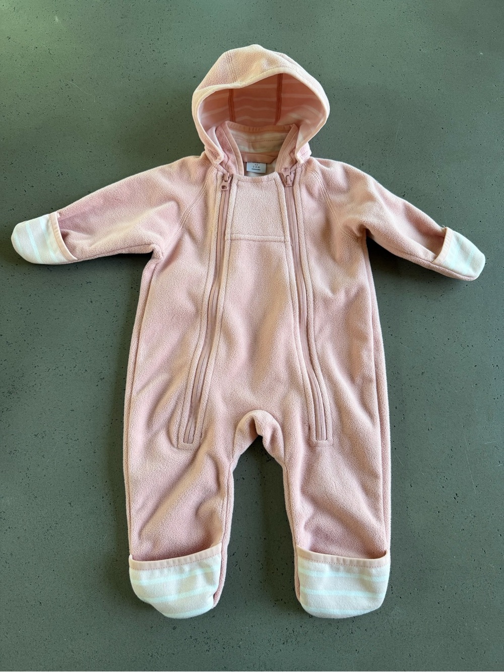 Polarn O Pyret Pink Fleece Hooded One-Piece for Kids 2-4m